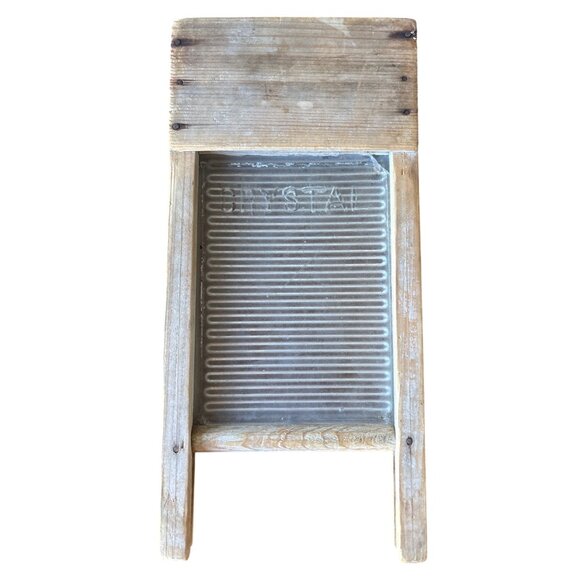 Crystal Other - Antique Crystal Child's Washboard With Wooden Frame & Glass Panel